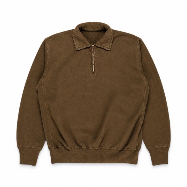 A.PRESSE Vintage Half Zip Sweatshirt Brown A.PRESSE Vintage Half Zip Sweatshirt Brown